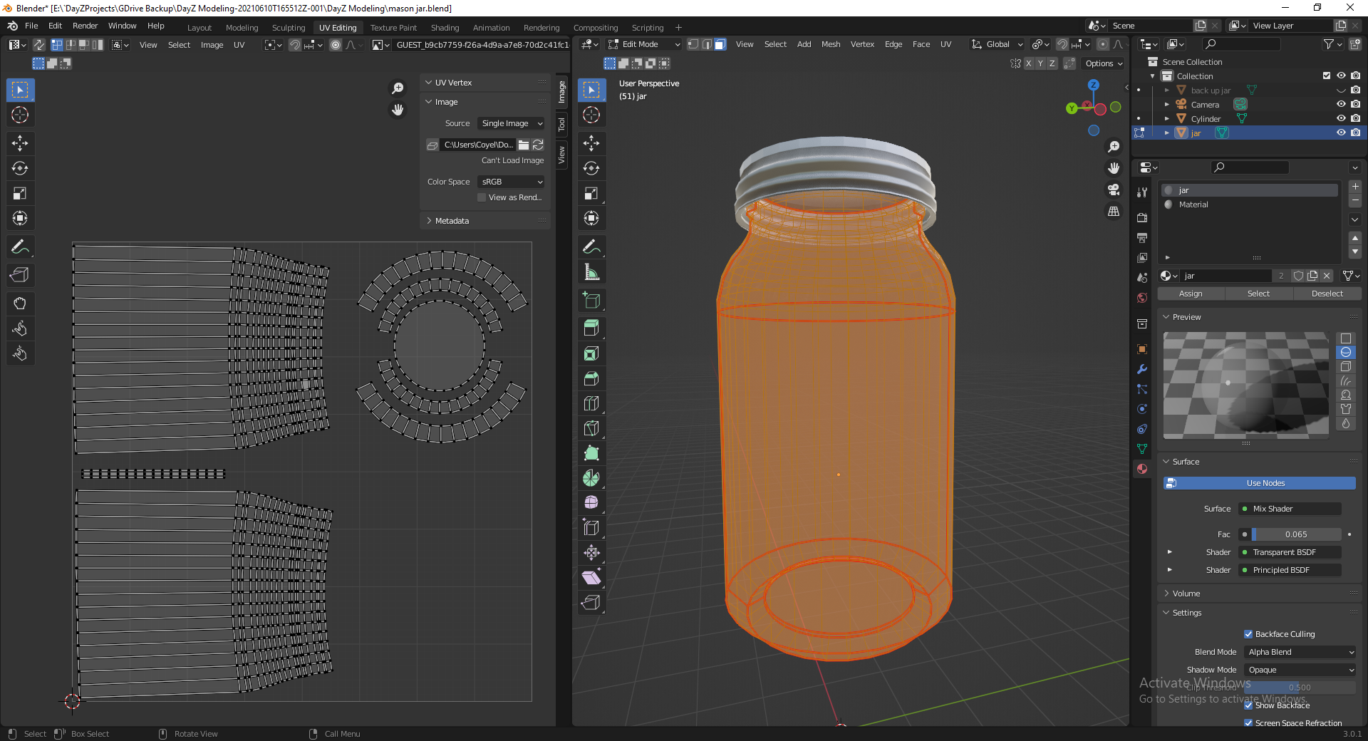 Creating a jar in Blender.